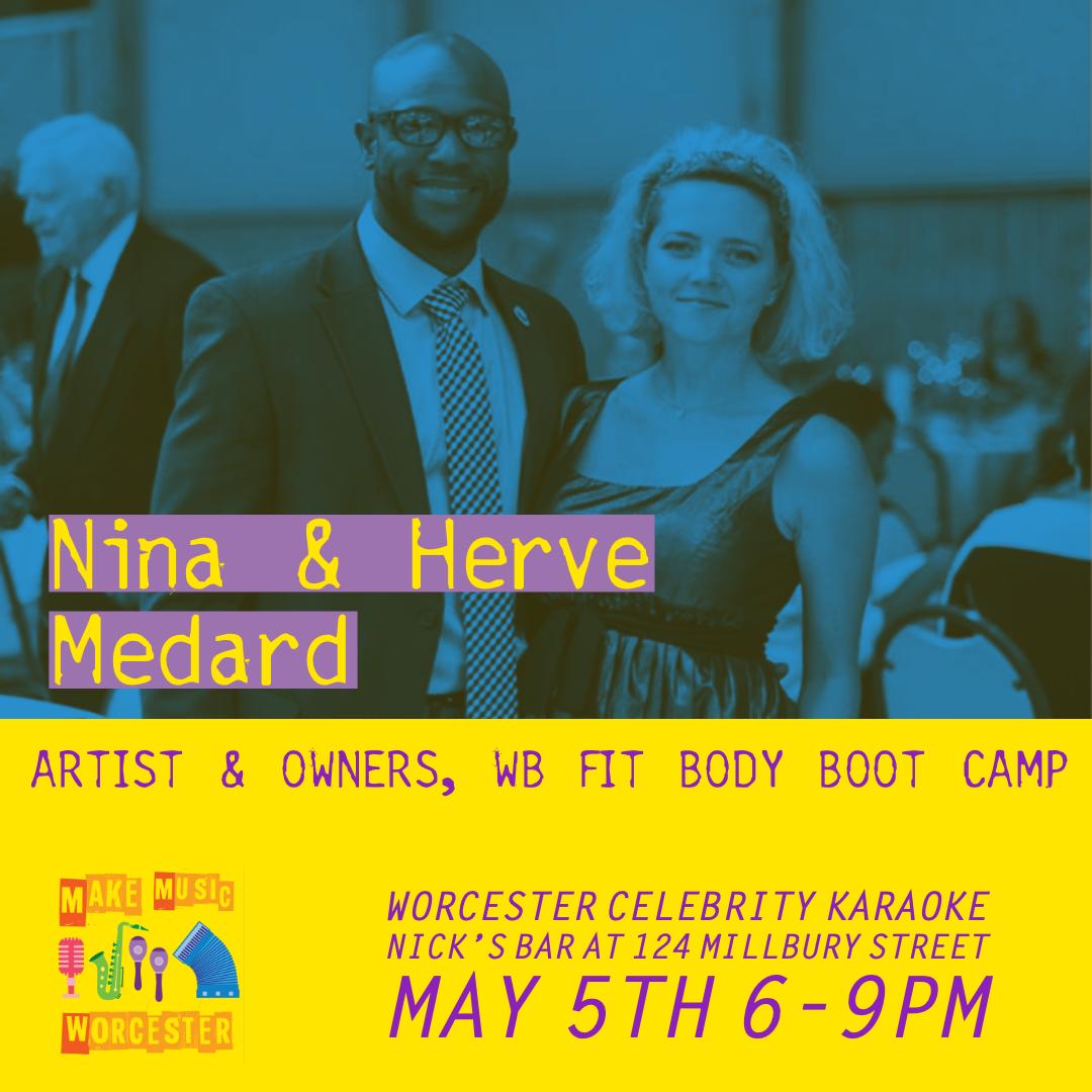 Nina Médard and Hervé Médard mix fitness at West Boylston Fit Body Boot Camp as well as art - on Sunday night, they make our only duet team of the night. What will they be singing? Find out this weekend!