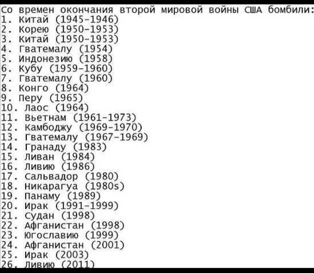 сша список