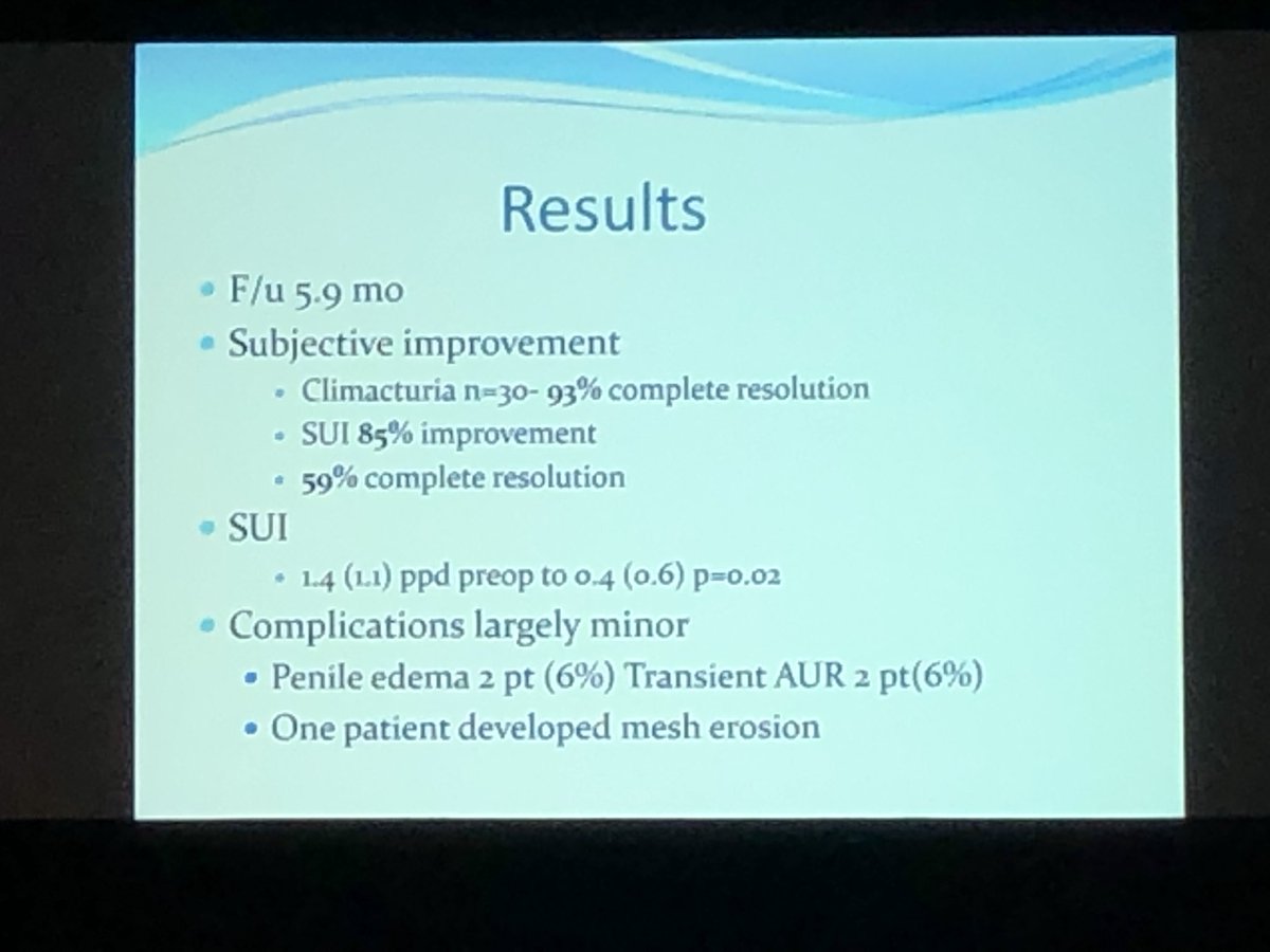 J Sex Med (Guest Account) (@jsexmed_guest) on Twitter photo Mini-Jupette for climacturia and mild SUI at the time of IPP placement shows promising results but longer term follow-up data is needed. <a href="/SMSNA_ORG/">SMSNA</a> @jsexmed #aua19 #SMSNA19 <a href="/LevineUrology/">Dr. Laurence A Levine, M.D.</a> <a href="/mjziegelmann/">Matthew Ziegelmann</a> <a href="/valenzuela_uro/">Robert Valenzuela MD</a> <a href="/RyanFarrellMD/">M. Ryan Farrell, MD MPH</a> <a href="/JoelHillelsohn/">Joel Hillelsohn</a> - <a href="/PBajicMD/">Petar Bajic</a> Mini-Jupette for climacturia and mild SUI at the time of IPP placement shows promising results but longer term follow-up data is needed. <a href="/SMSNA_ORG/">SMSNA</a> @jsexmed #aua19 #SMSNA19 <a href="/LevineUrology/">Dr. Laurence A Levine, M.D.</a> <a href="/mjziegelmann/">Matthew Ziegelmann</a> <a href="/valenzuela_uro/">Robert Valenzuela MD</a> <a href="/RyanFarrellMD/">M. Ryan Farrell, MD MPH</a> <a href="/JoelHillelsohn/">Joel Hillelsohn</a> - <a href="/PBajicMD/">Petar Bajic</a>