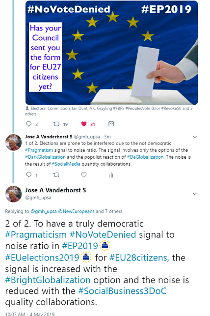 gmh_upsa's tweet photo. @eaglu @AcademyOfRock @BrexitRage @BarbAdams66 @emmyzen @dvlnosmz @NancyKheiry @EeHRN @Almost_Finished @IIPP_UCL @BartlettUCL @Graham_Caswell @NormanBuffong @FES_EU @eucopresident @petersenge @MazzucatoM @jeremycorbyn @theresa_may @MBASaunders @NickCrosby @kailashawati @oliver_daddow @Patricia_Energy @news_ub @EA_WorldView @ScottLucas_EA @alansmurray @Tiffani_Bova @CoSS_Birmingham @Pete_Cripps @rethinkecon @KateRaworth @Miatsf @EricBeinhocker @NancyFolbre @N_Kabeer @ProfSteveKeen @BBCWorld @EmmanuelMacron @BBCNews @MortenTHansen @emmavj @flamingnora @jfonru @NicolasMaduro @Google @facebook @Twitter @TelegraphTech Please consider for action driven by deep thinking this https://t.co/p3jyzv28yq 3 tweets conversation, whose image is shared for the #EU to be #EU28citizens' #PathCreator of the first truly democratic #Pragmaticism #NoVoteDenied signal to noise ratio in #EP2019 #EUelections2019. https://t.co/szbCTatt5f