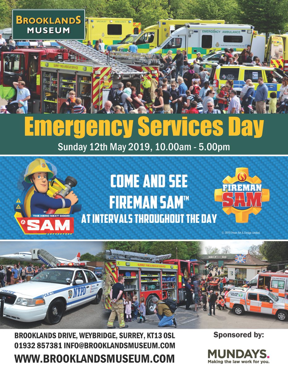 BrooklandsMuseu's tweet photo. #One week to go until Emergency Services Day at Brooklands Museum. Join us  on Sunday 12 May for live demos, 100s of vehicles, Fireman Sam appearances &amp; more https://t.co/kTVz9G17gQ https://t.co/xWH5CZ0ICQ