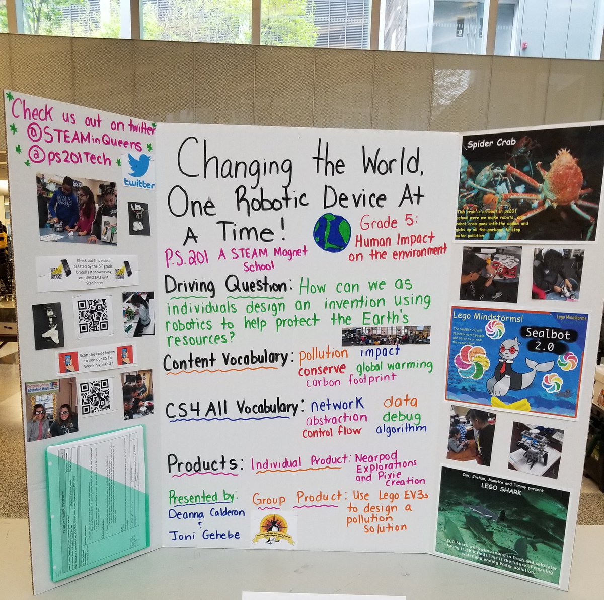 Check out @PS201QSTEAM #CSforAllNYC Poster at CS Teachers Con 2019! Changing the world, one robotic device at a time! Lego Ev3 Pollution Solutions #ps201q #steameducation #CS4AllNYC @DOEChancellor @NYCSchoolsD25 @SmartLab_tweets @LEGO_Education @CSforAllNYC @QueensNorthBO