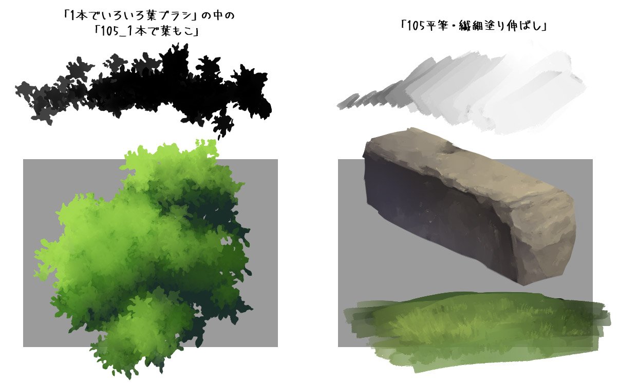 倒神神倒 患者sの救済 発売中 今まで背景画はphotoshopで描いてたけど クリスタも併用し始めて 背景系に使える クリスタ用のブラシをちょこちょこ作ってます いくつかassetsで頒布することにしたので よかったらどうぞ T Co Fuww7xpf2a