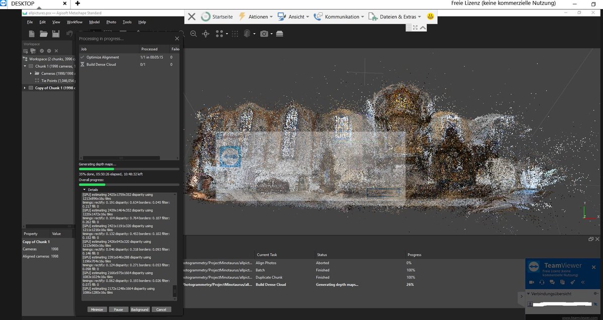 DorflerFranz's tweet photo. 10h and still counting up.... Let's hope it's worth it!😅#photogrammetry #3dmodeling #3dmodel #densecloud https://t.co/NfKnHaD4NN