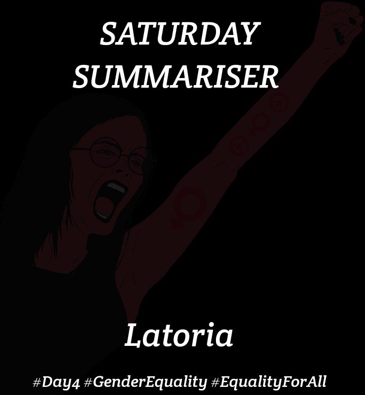 latoria_ria's tweet photo. Yeah
Saturdays are for Summarisers #day4 #genderequality #SDGglobalFest #feminism #SDGs #EqualityForAll #FAMimpact #female #unwomen  #unitednations #VictoriaFakiya #Latoria #iamfemale #women #womenempowerment  #woman #nigerianwomen #thread https://t.co/UOtSH6NOsP