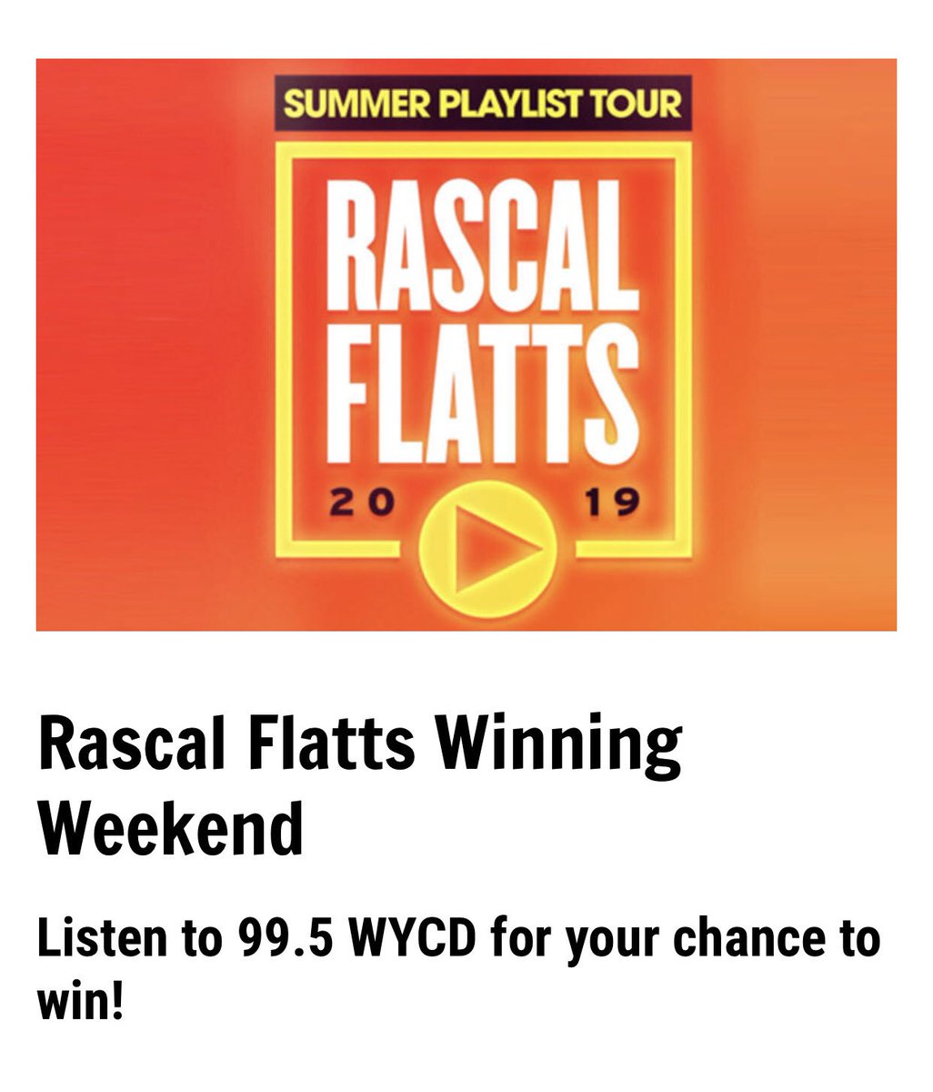SpencerRNelson's tweet photo. All this winning weekend on @995WYCD is a @rascalflatts and @JimmieAllen for #WYCDBirthdayBash on Thursday September 19th 2019 at @DTEEnergyMusic https://t.co/nVNbBelbkx