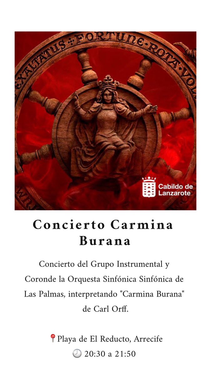 Esta noche tienes una cita en el Escenario Manrique con la <a href="/SinfonicaLPA/">SinfonicaLPA</a>, donde interpretará “Carmina Burana” de Carl Orff. 

No faltes🙌🏼

#Manrique100
