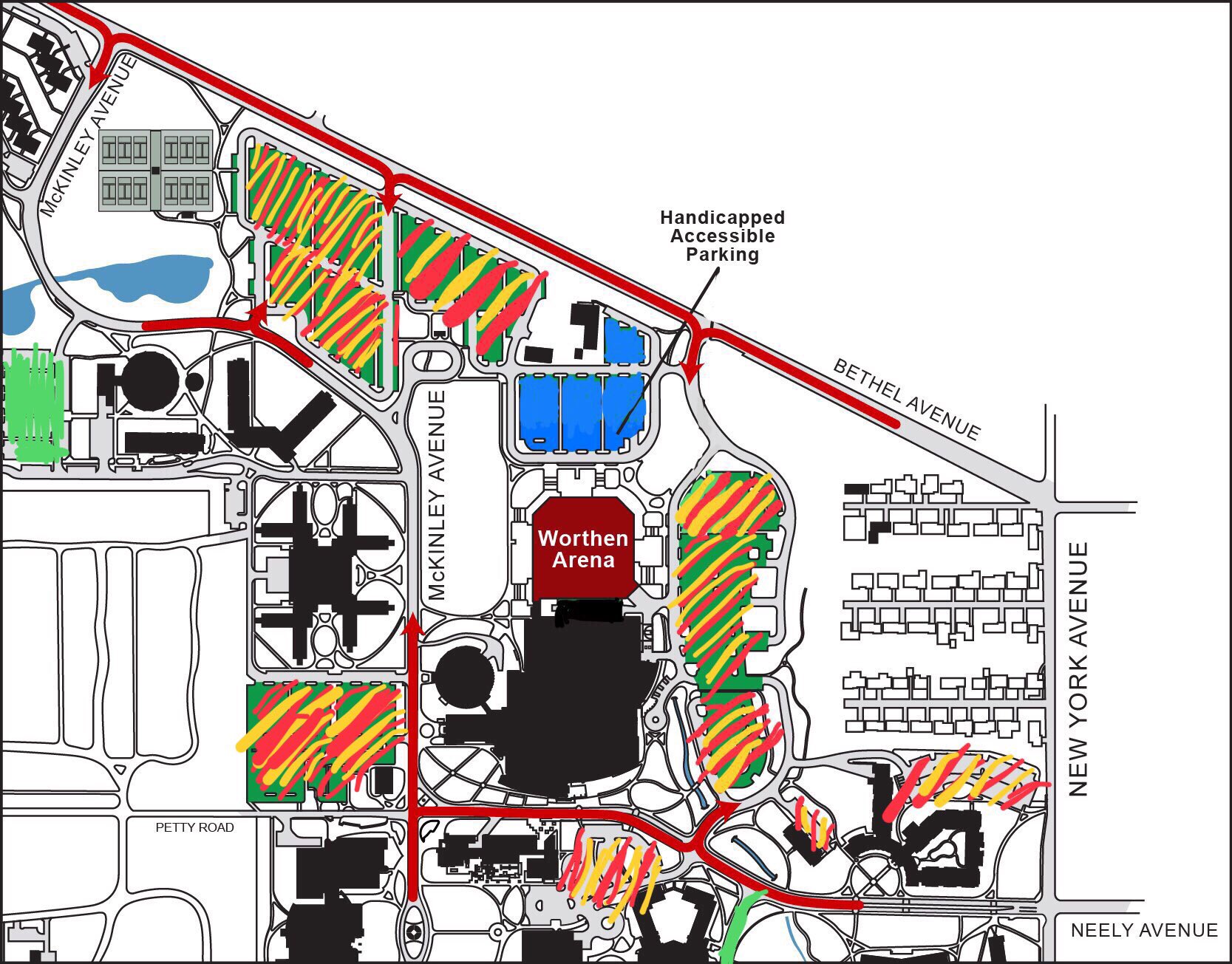 Ball State University Police on X: Still plenty of handicap parking in the  lot north of the Arena. The H2 lot west of Johnson still has parking as  does the top of