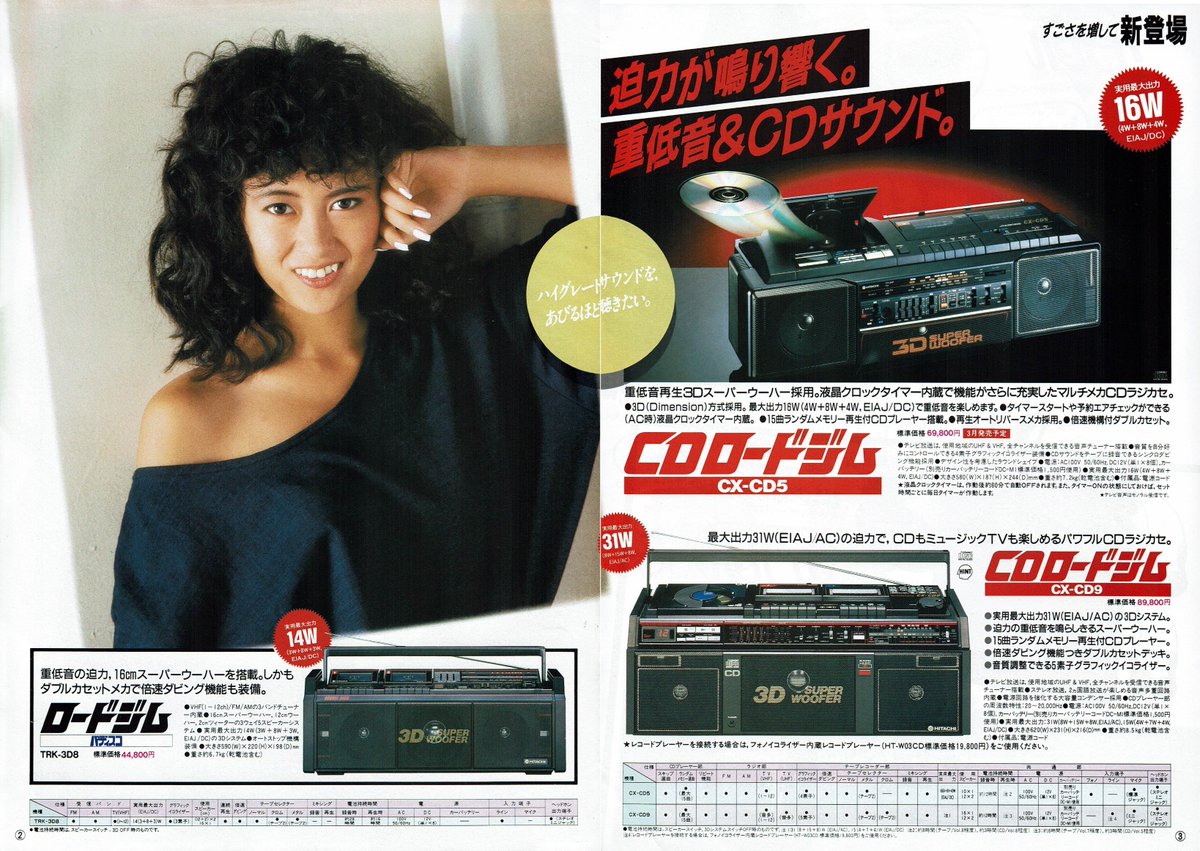 日立 カセットレコーダー・ラジオ総合カタログ（1987.2） CDロードジム