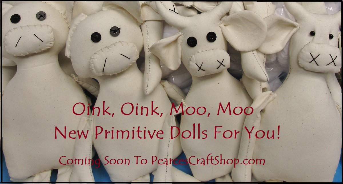 Pigs, Cows, Sheep &amp; More!  New assortment of quality handmade primitive dolls coming soon.  Stop &amp; Shop PearcesCraftShop.com