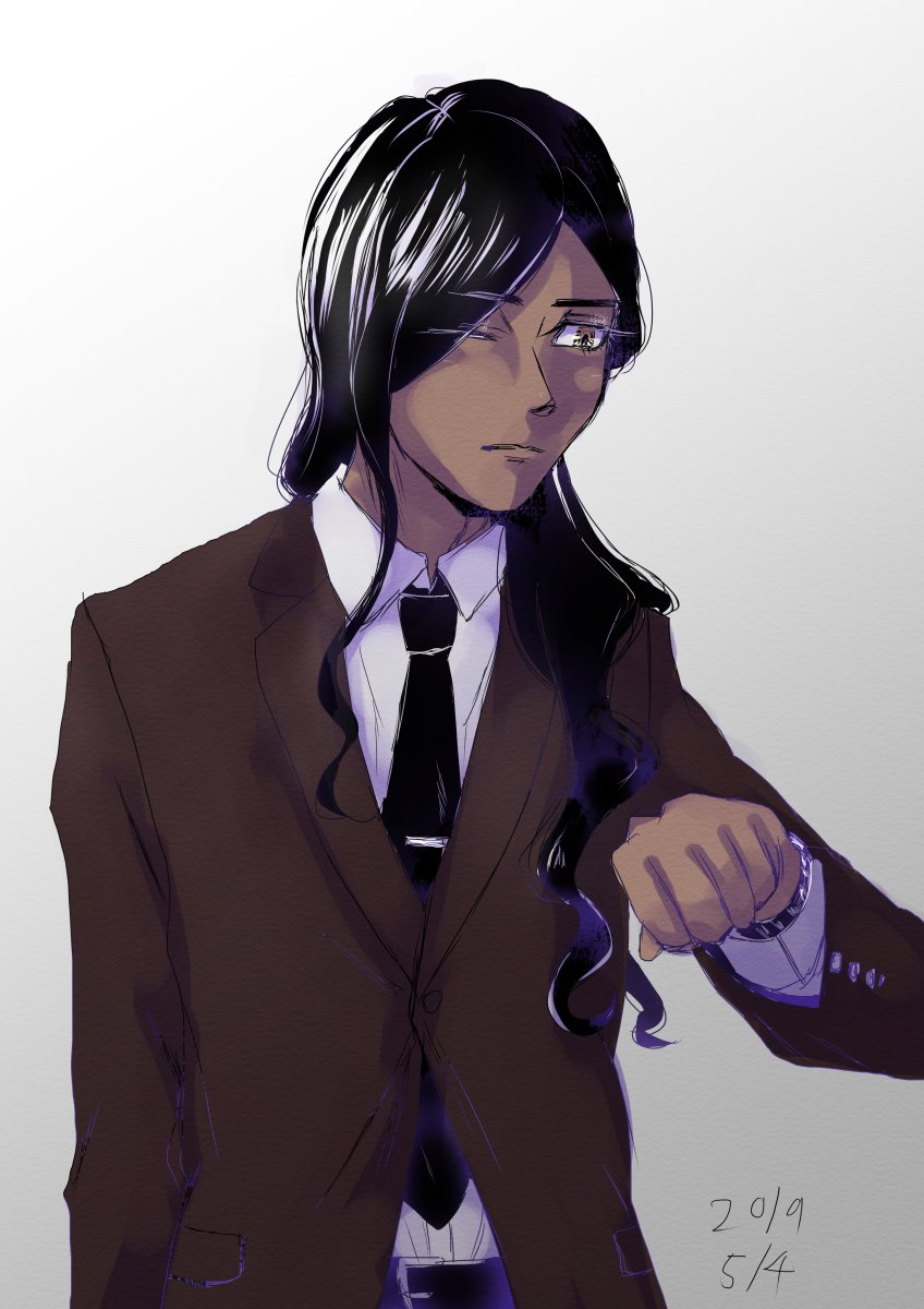 Uzivatel かたくり三鬼緒 ネット不通 Na Twitteru 参加させていただきました 褐色肌 スーツ 長髪男子版深夜の真剣お絵描き60分一本勝負