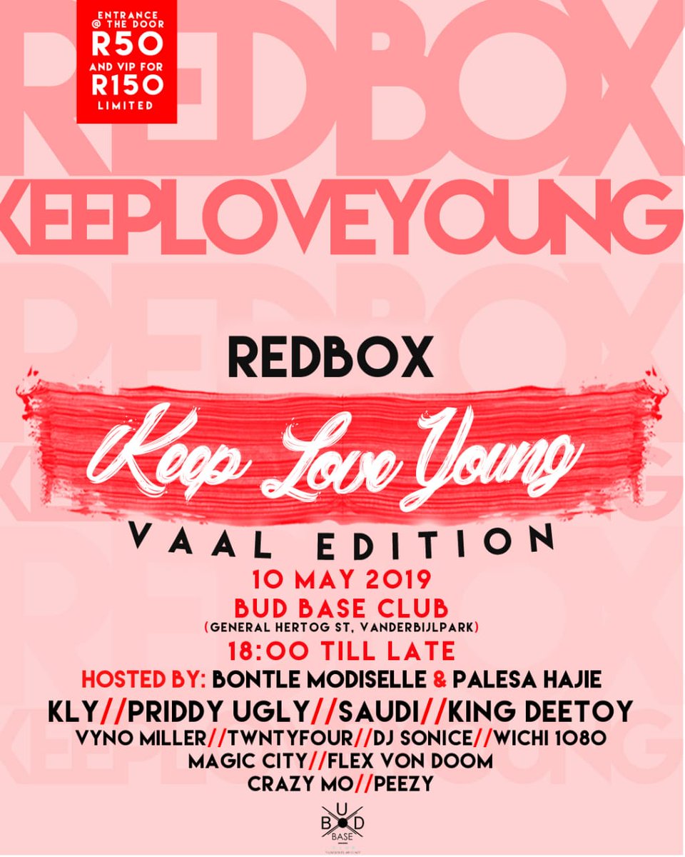 Lordt_Pius's tweet photo. IN 7 DAYS IT SHAKES!
Redbox comes to the Vaal!
Line up looking like Friday the 13th๐ป
Keeping Love Young
#Redbox
#RedboxVaal
#BudBase
@KidTheo94 @flex_vondoom @oddfellow_21 @PardonBenji @Magic_CitySA @queenhajie1 @Beatsbyscarface @KLYofficial https://t.co/n4fjtWZD3y