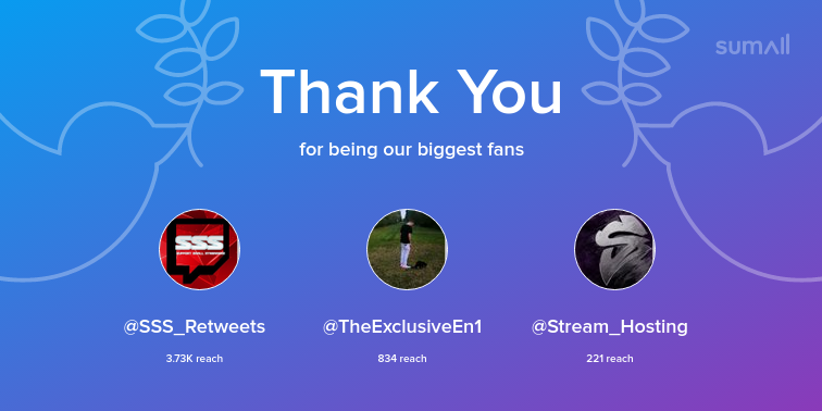 Death2xRip's tweet photo. Our biggest fans this week: SSS_Retweets, TheExclusiveEn1, Stream_Hosting. Thank you! via https://t.co/ifuSwWM2vm https://t.co/pMAXxAvQEt
