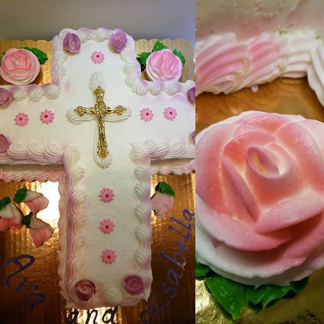 MayfairBakery's tweet photo. 6 lb. Cross shape cake airbrushed in pink &amp; purple. https://t.co/FNoWoTbcwm https://t.co/0UweT2ghUk
