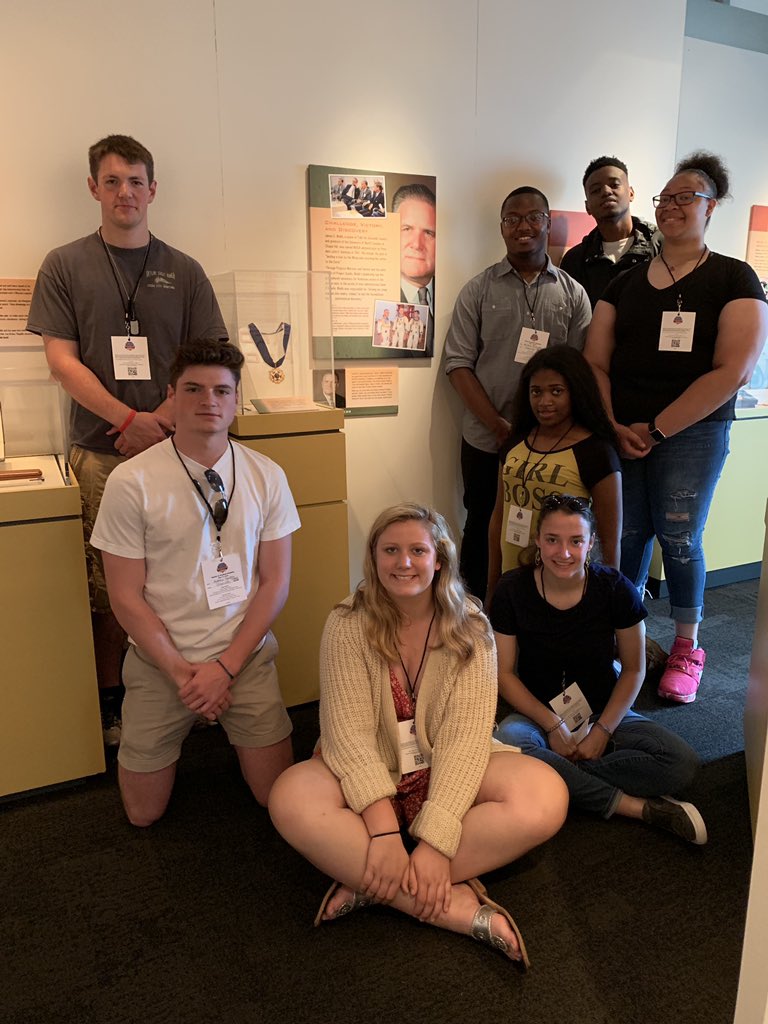 Warrior students at the N.C. Museum of History NASA exhibit with the tribute to NASA Administrator James E Webb son of former Granville County Schools Superintendent John F Webb (J. F. Webb). #warriorpride #GCPS