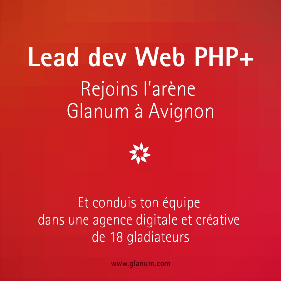 Avis aux dev en quête d'un environnement bienveillant, très dynamique et créatif : <a href="/AgenceGlanum/">Agence Glanum</a> part à la recherche de son futur lead développeur Web PHP+... C'est toi ? Infos et candidature glanum.com/recrutement/le…