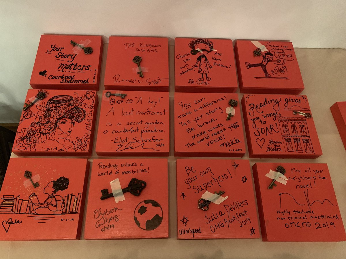 KeklaMagoon's tweet photo. These gorgeous tiles by all the @OMGBookFest authors and illustrators will go up in @novelneighbor bookstore! #OMGMO #kidlit https://t.co/y3TDBgjoVW