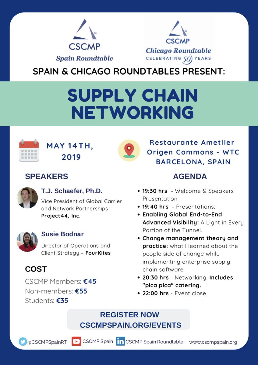 CSCMPSpainRT's tweet image. DIGITAL SUPPLY CHAIN &amp;amp; its Change Management

Date: May 14 th
Time: 19:30 hrs
Place: Hotel HCC Montblanc

More details and registration at cscmpspain.org/events 

#advancedvisibility #supplychain  #logistics  #changemanagement #leadership #visibility #digital #logisticstrends