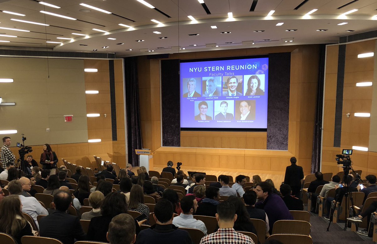 NYUStern's tweet photo. Today, we welcome hundreds of Sternies back for #SternReunion 2019! Excited to hear from our faculty lineup: Profs @JonHaidt, @anatlechner, @RobertSalomon, @digitalarun, Paul Hardart, Deepak Hegde and Natalia Levina. #SternAlumni https://t.co/2a3boBlQUL