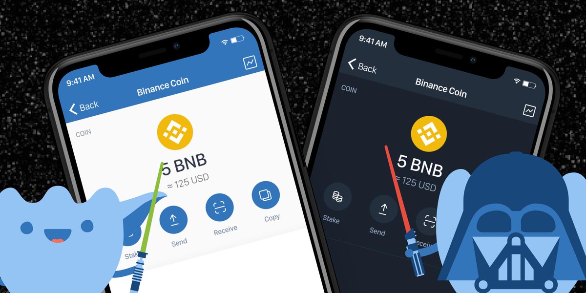 TrustWallet's tweet image. Which side are you on?

Like for the Light Side 💚
RT for the Dark Side ❤

Choose wisely.

Happy #StarWarsDay everyone and #MayThe4thBeWithYou!