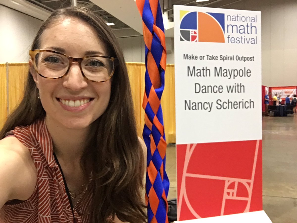 nancy_scherich's tweet photo. Just finished my Math Maypole Dance at the @NatMathFestival . Come see my talk about braids at 12:45 https://t.co/xoDDoNhreJ