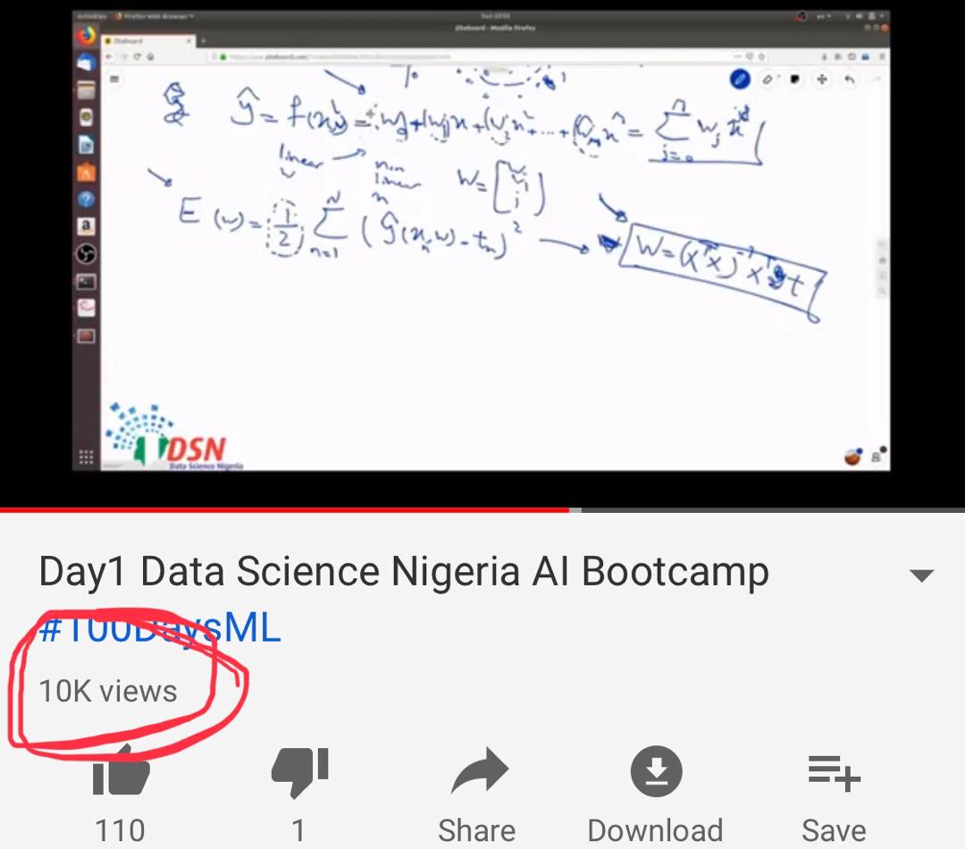 Day 4&amp;5 of #ML100Days - Over 10,000 views already on our Day 1 Class, as we build up for AI Bootcamp 2019!
Sat&amp;Sun are for discussion in the AI+ members Slackroom.

It’s awesome to see how participants are learning with the videos. Please check the post of <a href="/Shmuhammadd/">Shamsuddeen Hassan Muhammad, PhD</a> of UPorto