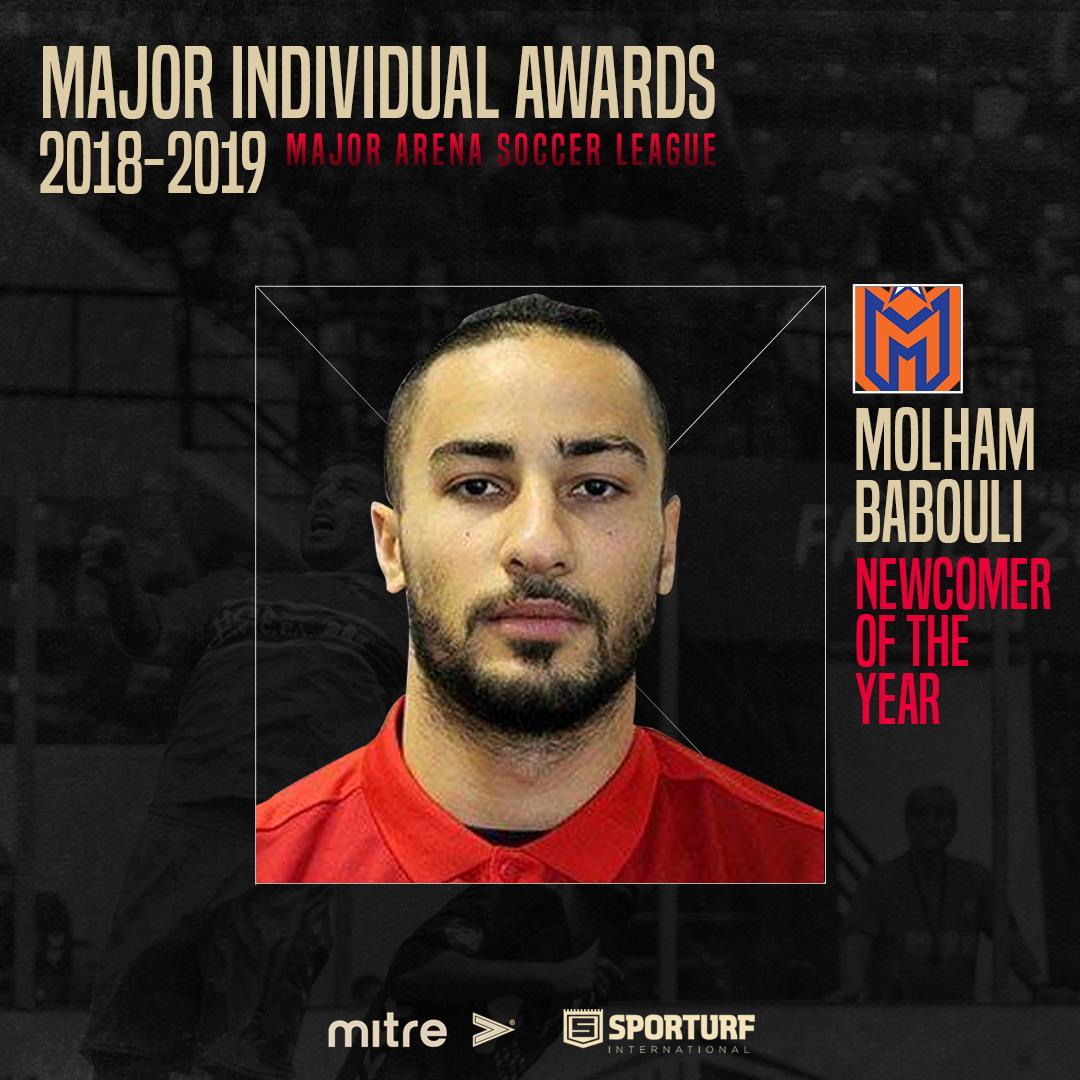 Congratulations to our Mo Babouli who was today honoured with the <a href="/MASLarena/">MASL</a> Newcomer of the Year Award! We are very proud of Mo and all his accomplishments in our expansion season! #MetroStars #arenasoccer #rulethearena