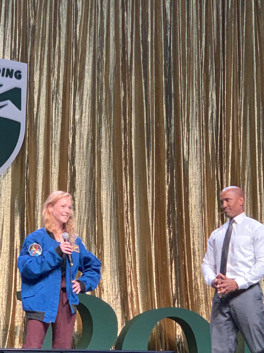 amyfleischer's tweet photo. At the Power of Doing capital campaign kickoff Engineering alum and NASA astronaut Victor Glover shared the stage with current aerospace engineering student Lacey Davis and I’m not sure who was the bigger star! #CalPoly #CalPolyProud #PowerOfDoing https://t.co/NToXlJHt9x