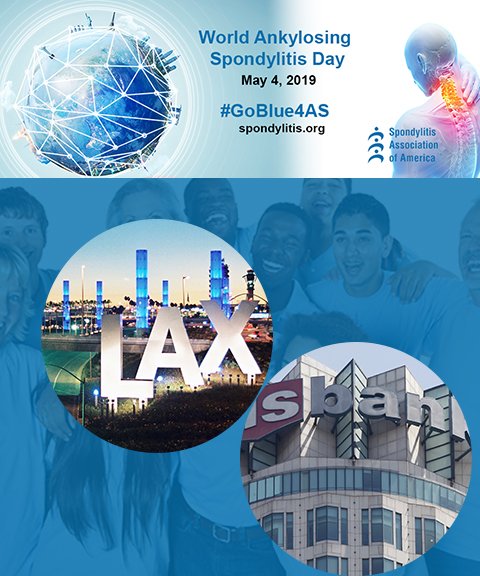spondylitis's tweet photo. At sundown, @flyLAXairport and @USBankTower will #GoBlue4AS. We think it's a great display of support for #WorldASDay. https://t.co/tAd0BjoOAK