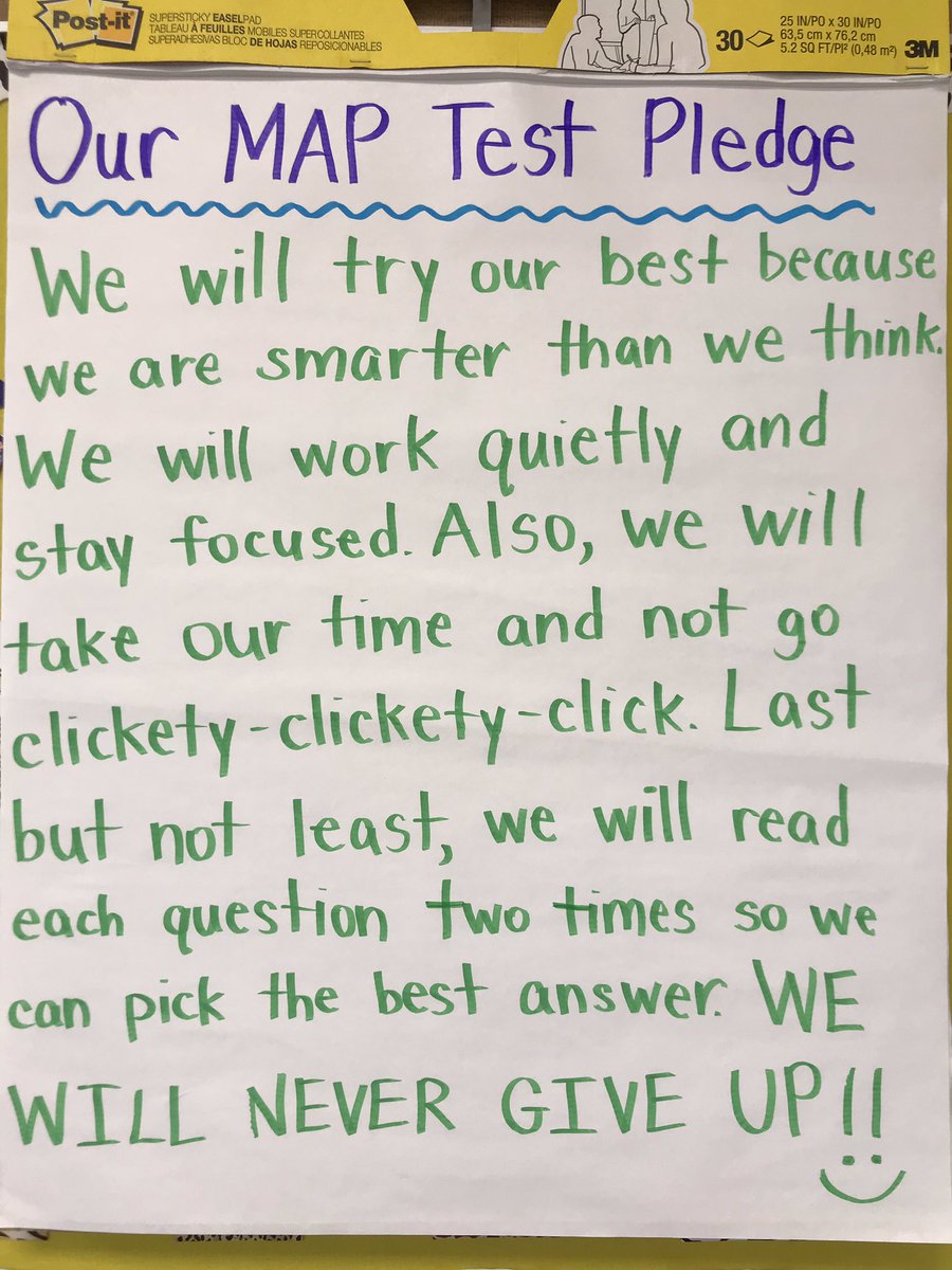 LindseyEMarch's tweet photo. Our very own MAP Test Pledge...created by 26 fabulous first graders!! #sd113a #owbears #readytorockthetest https://t.co/xsFGZqvn6O