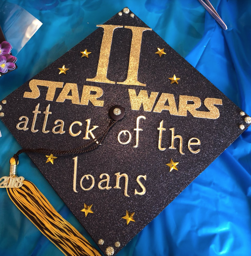 AdelphiU's tweet image. Happy Star Wars Day, Panthers! Only 15 more days until graduation! What will your grad cap look like? 🎓 #AdelphiGradCaps19