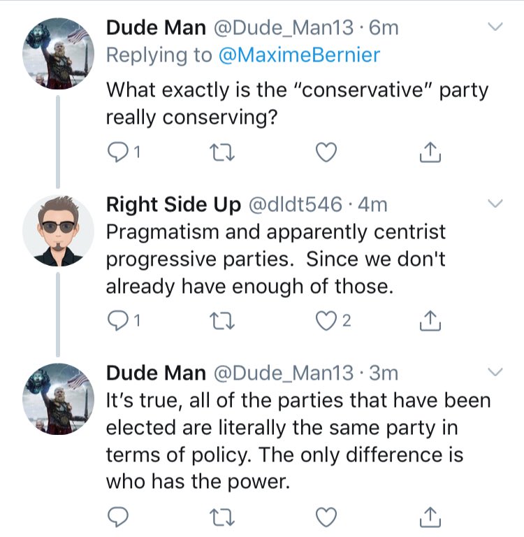 wetaskiwinppc's tweet photo. What a great exchange, it needed to be captured!
@Dude_Man13 @dldt546
#Canada sees the snakes in the grass!
#PPC #PPC2019 #PPCEdmontonWetaskiwin #VoteJenifferClarke #VotePPC #VoteForYourValues #BernierOrBust #BernierNation #abpoli #cndpoli #bcpoli #MadMax2019 https://t.co/d0LvVniKoU