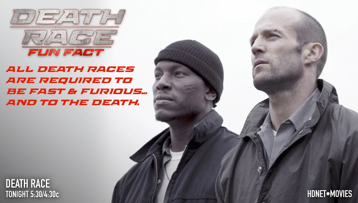 HDNETMOVIES's tweet photo. DEATH RACE FUN FACT: @Tyrese &amp; #JasonStatham drive quickly and angrily to avoid dying in @deathrace. https://t.co/2EmOTeL8tR