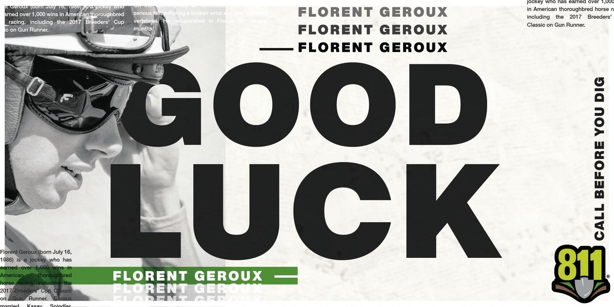 aga_naturalgas's tweet photo. Our bets are on #Call811 today, and we hope yours are, too! Tune into @NBCSports @ 6:50 p.m. EDT to see Florent Geroux (@flothejock) wear 811 during the 145th Kentucky Derby. And remember to always practice safe digging all year long! @CGAConnect https://t.co/cHw4JAZFJQ