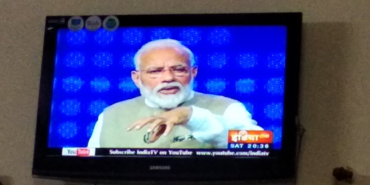 Technicia12's tweet photo. @RajatSharmaLive @narendramodi @indiatvnews we have three television sets in our home and 1and 1/2 hour se teeno television sets me bus modiji ka interview chlra 🤩🤩🔥🔥.. https://t.co/Nb2M8ehF9K