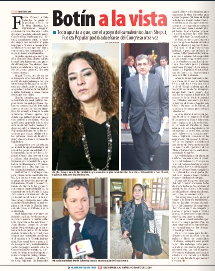 ensustrece's tweet image. En @ensustrece: BOTÍN A LA VISTA. Todo apunta a que, con el apoyo del camaleónico @JuanSheput, Fuerza Popular podrá adueñarse del Congreso otra vez. En total, sumarían 67 votos, la mayoría simple que necesitarían para imponerse.