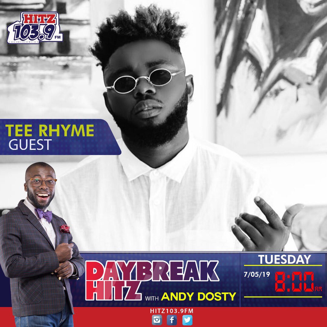 teerhyme_music's tweet photo. Its a Day Break Hitz with @andydosty on @Hitz1039FM
Coming Tuesday it's all about #TAHOO
#Heii
#TafoBoi
#SMG https://t.co/2co1HRWylA