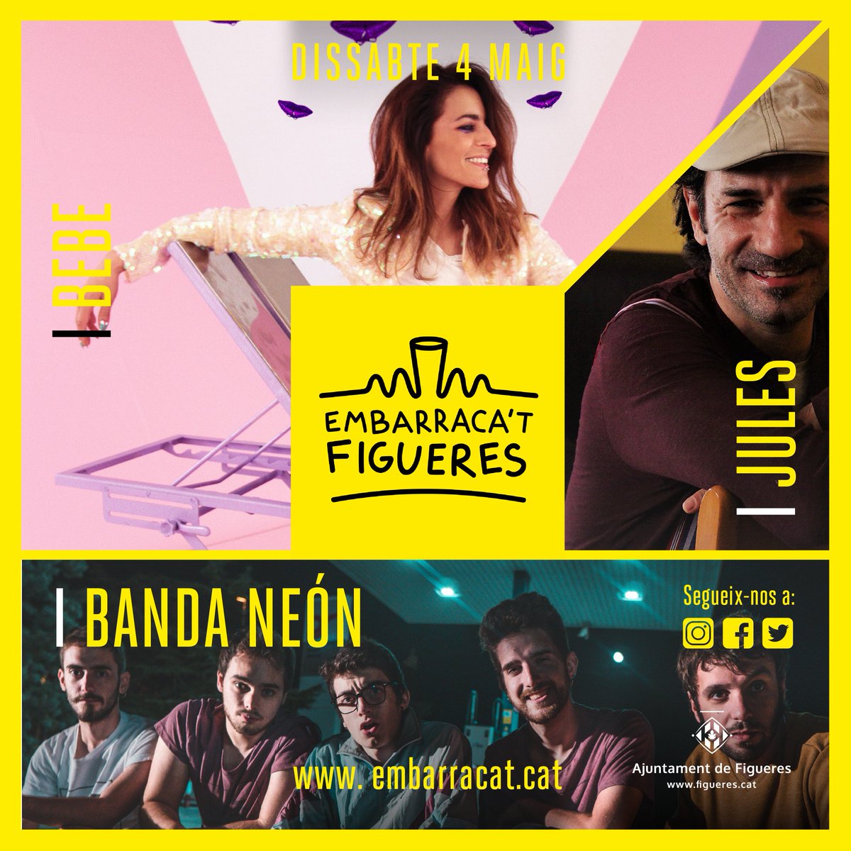 ÚLTIMA NIT 🔊 Tancarem la 30ª edició de l'<a href="/Embarracat/">Embarraca't Figueres</a> amb el triple concert de JULES, BEBE Y BANDA NEÓN! 🎉 Preparades?!