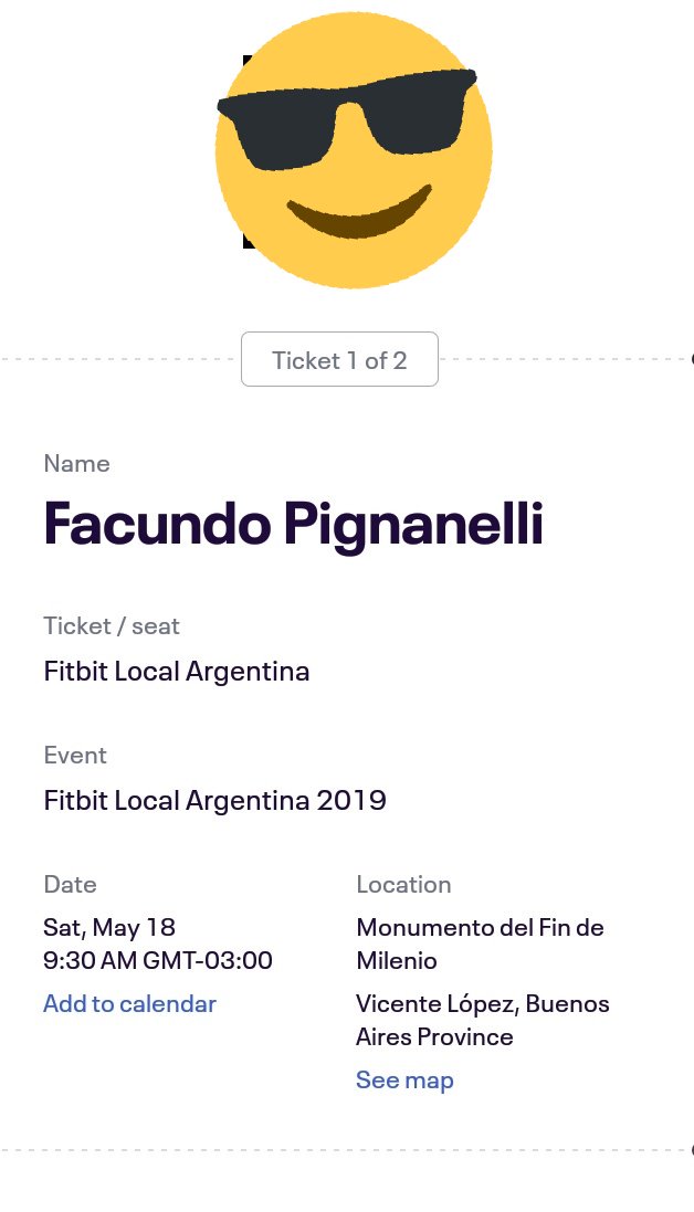 FacundoPig's tweet photo. I just got tickets to #FitbitLocal in Buenos Aires and I couldn't be more excited! https://t.co/3eU07xw8sw