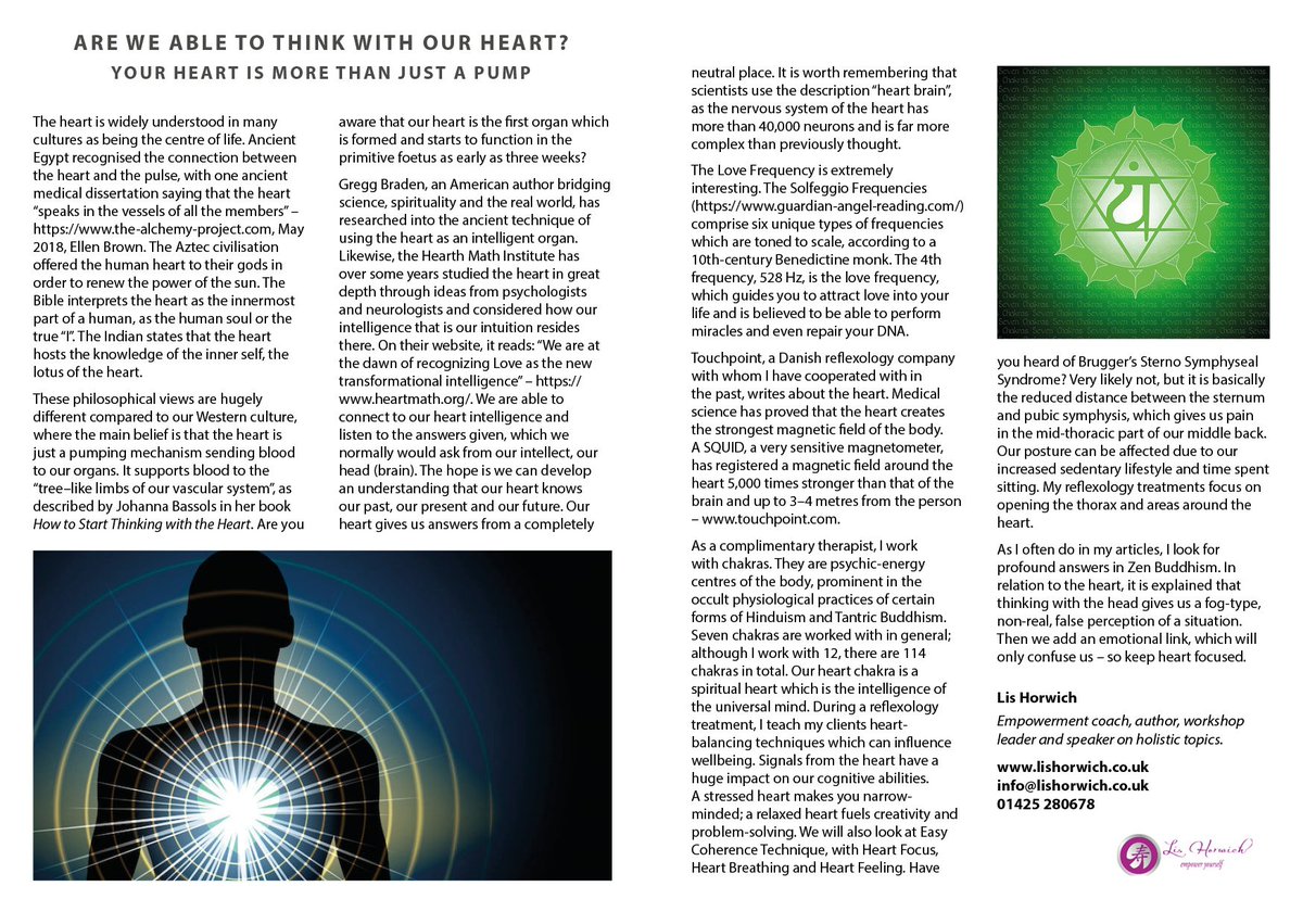 My May article on how to think with your heart #heart #brain # Solfregio Frequency #chakras