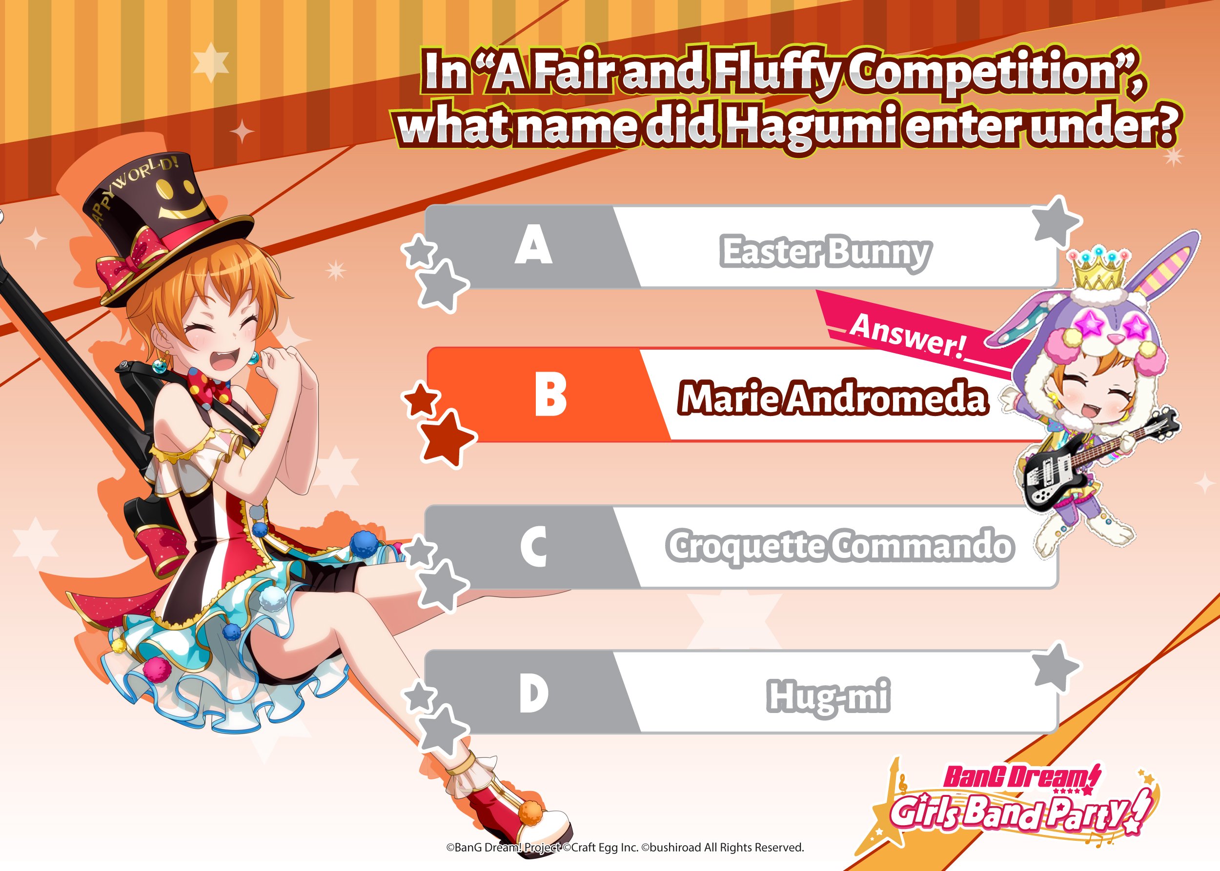 Bang Dream Gbp In A Fair And Fluffy Competition What Name Did Hagumi Enter Under Ans Marie Andromeda
