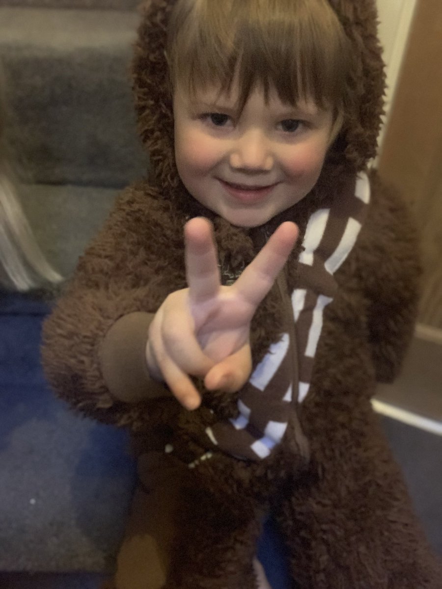AbbieSBrooks's tweet photo. #MayTheForthBeWithYou #StaWarsDay from my little #Chewwie
#RIPpetermayhew https://t.co/x5nzhSbs7T