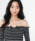 aeropostale womens long sleeve striped lace-up off-the-shoulder top $5.99 #lacesleeve #womenssleeve #shoulderlace ebay.to/2IRNLDN