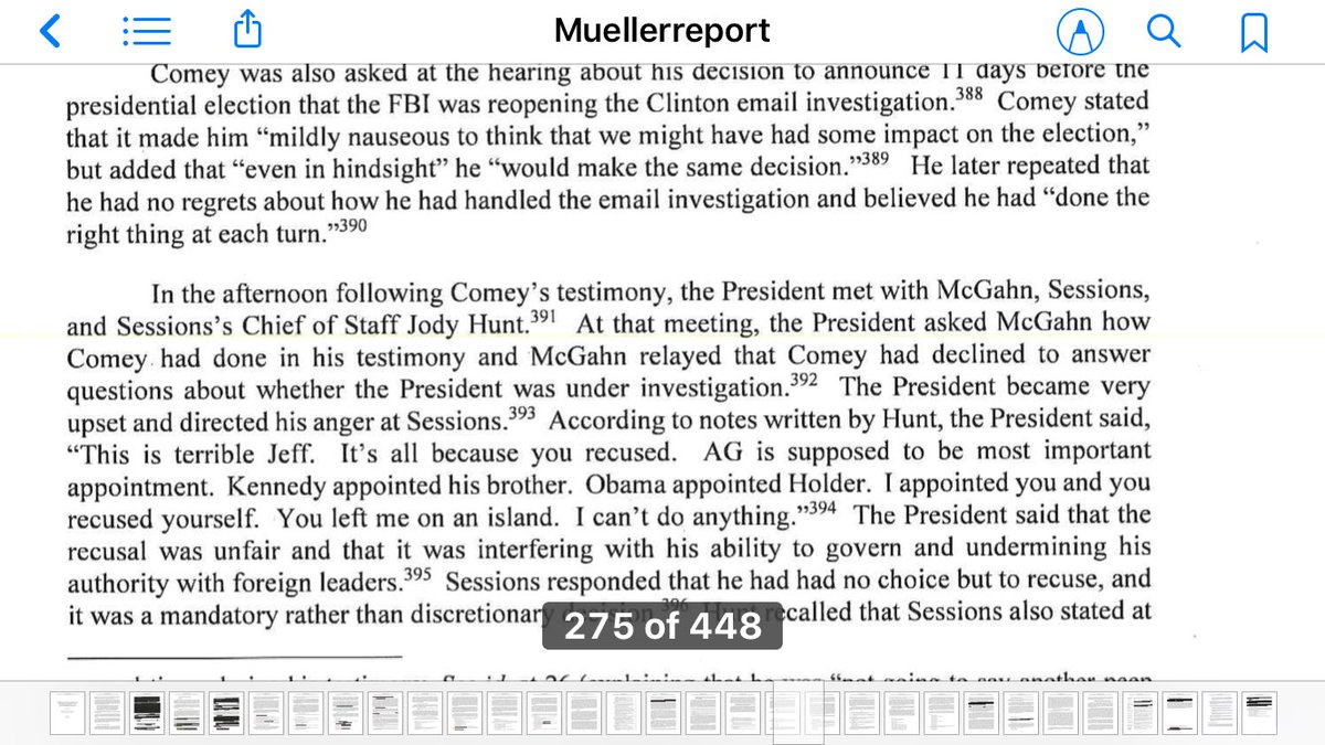 66. “You left me on an island.” A survivor of his own presidency*, Trump ramps up his obstructiony behavior and sacks Comey. He tells Russian minister: “I fired the head of the FBI. He was crazy, a real nut job.” The firing is a flop, so he blames Rosenstein.Perspective: Wack.