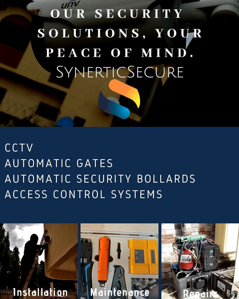 SynerticSecure's tweet photo. Protecting your home and business.

#SynerticSecure #Synertic #cctv #cctvinstallation #cctvabuja #abuja #automaticgates #AbujaSecurity #Security #Safety https://t.co/e4oRZ9Kjxb
