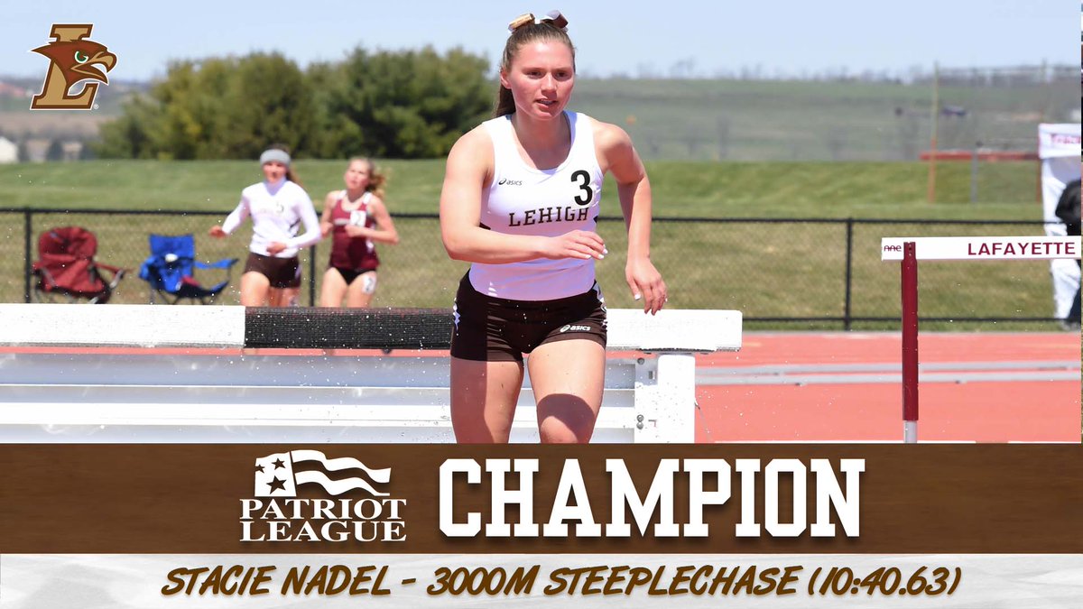 LehighSports's tweet photo. .@LehighTFXC has crowned its first two Patriot League outdoor champions.
Congrats to senior Stacie Nadel, who won the 3,000m steeplechase and sophomore Sean Brown who took the 1,500m. https://t.co/1BMnnJYF1f
