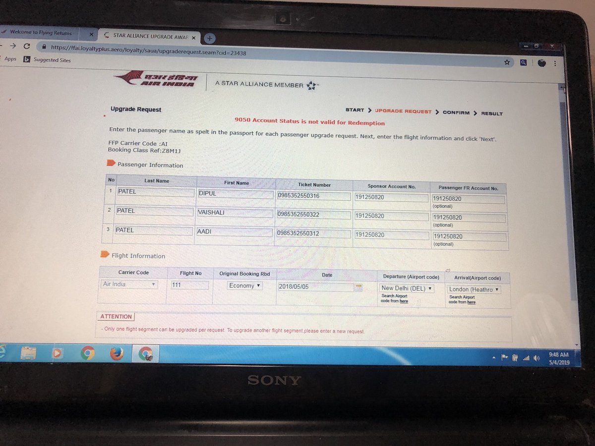 DipulPatel6's tweet photo. #AirIndia I and my family have been traveling from Air India for a long time Air India's service is very good But my member is in its flying return I fill in my travel details on their site and do not update from time to time Helpline B does not help my no 191250820 https://t.co/HbzulpDxIp