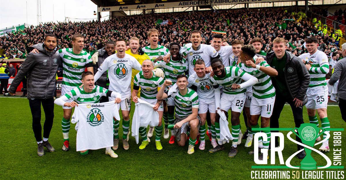 2011/12: 🏆 
2012/13: 🏆 
2013/14: 🏆 
2014/15: 🏆 
2015/16: 🏆 
2016/17: 🏆 
2017/18: 🏆 
2018/19: 🏆 

Glasgow Celtic, eight-in-a-row CHAMPIONS! 🍀⚪️ #GR8since1888