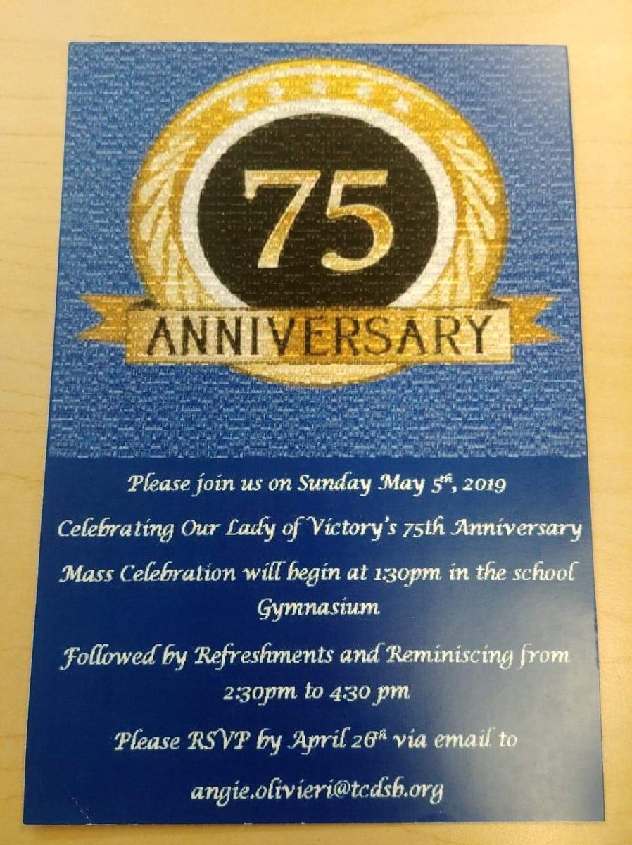 Join OLV on Sunday May 5th to celebrate our 75th Anniversary <a href="/OLVSchoolNews/">OLV Catholic School</a> <a href="/CNC90/">Christina</a> <a href="/msvdevine/">Viola Devine</a> <a href="/CorradoTC/">TC</a> <a href="/MrsEimers/">Tracey Eimers</a> <a href="/TCDSBdirector/">Brendan Browne</a> <a href="/Izzybela75/">Ms.Minatel</a> <a href="/TCDSB_area2/">doug yack</a> @
