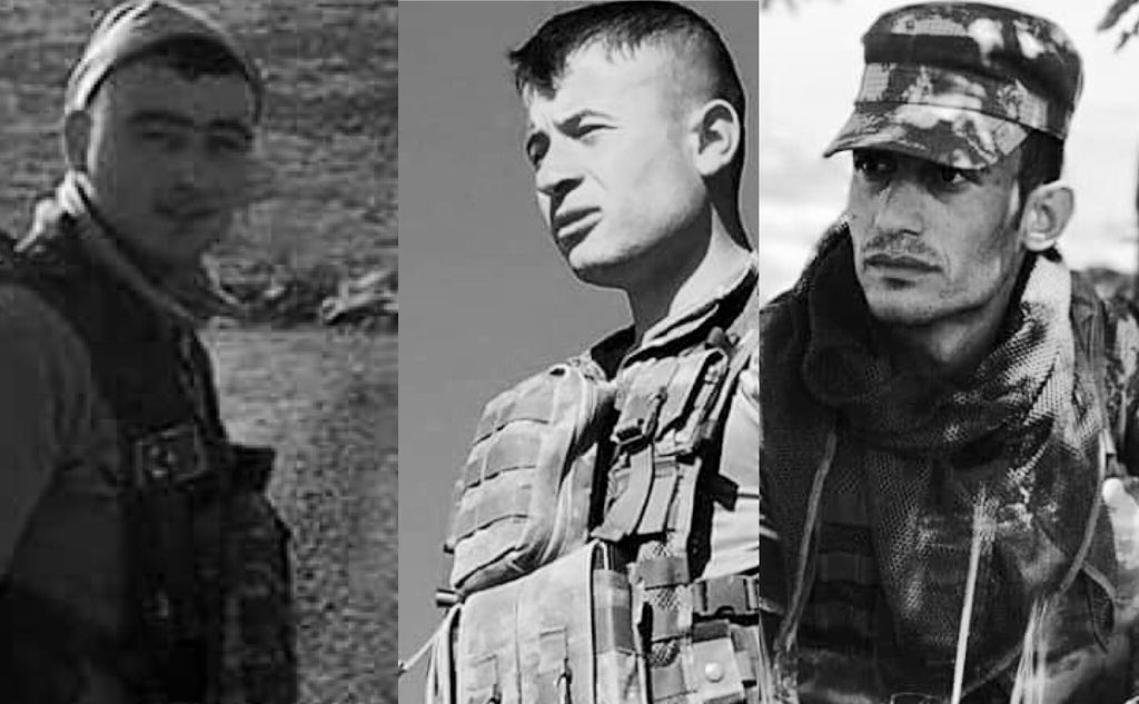 Hakkari’de şehit düşen 3 yiğit askerimiz.

Uzman Çavuş Mehmet Erdoğan,
Piyade Er Servet Akkuş,
Piyade Er Ethem Barış...

Ruhları şad,
Mekanları cennet olsun...